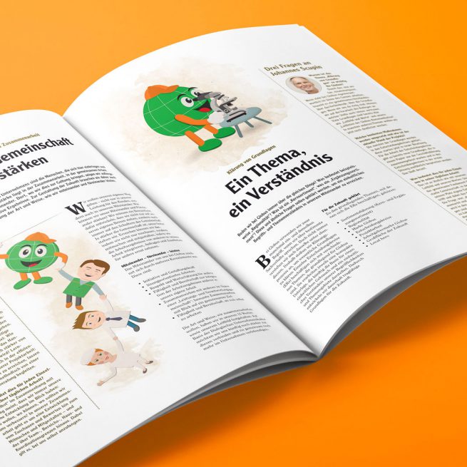 Globus Teaminfo, Sonderausgabe, Illustrationen, Editorialdesign, Sympathiefigur, Globianus